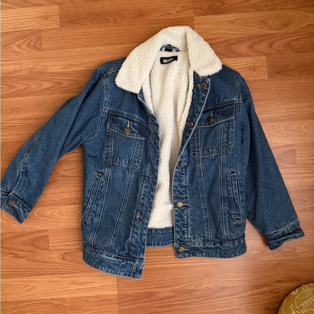 Molo White Sherpa-Lined Denim Jacket